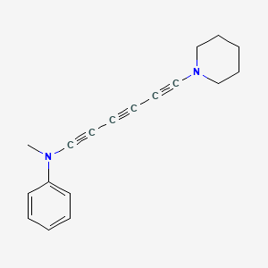 molecular formula C18H18N2 B14316540 N-Methyl-N-[6-(piperidin-1-yl)hexa-1,3,5-triyn-1-yl]aniline CAS No. 109925-88-4