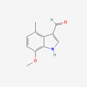molecular formula C11H11NO2 B1431674 4-Methoxy-7-methylindole-3-carboxaldehyde CAS No. 1158431-48-1