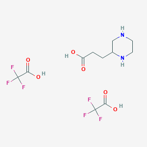 molecular formula C11H16F6N2O6 B1431680 3-Piperazin-2-yl-propionic acid di-trifluoroacetate CAS No. 1263377-97-4