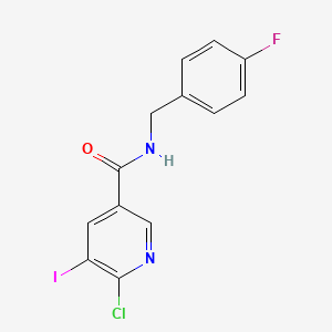 6-chloro-N-[(4-fluorophenyl)methyl]-5-iodopyridine-3-carboxamide