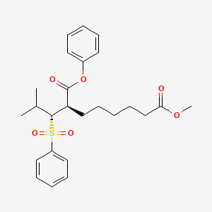 molecular formula C25H32O6S B14316994 Octanedioic acid, 2-(2-methyl-1-(phenylsulfonyl)propyl)-, 8-methyl 1-phenyl ester, (R*,R*)- CAS No. 112375-49-2