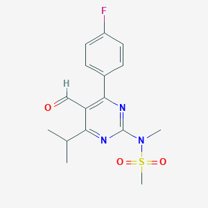 molecular formula C16H18FN3O3S B143170 N-(4-(4-Fluorophenyl)-5-formyl-6-isopropylpyrimidin-2-yl)-N-methylmethanesulfonamide CAS No. 147118-37-4