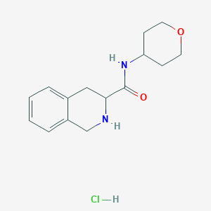 molecular formula C15H21ClN2O2 B1431701 N-(oxan-4-yl)-1,2,3,4-tetrahydroisoquinoline-3-carboxamide hydrochloride CAS No. 1423024-46-7