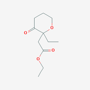 molecular formula C11H18O4 B14317050 Ethyl (2-ethyl-3-oxooxan-2-yl)acetate CAS No. 111962-13-1