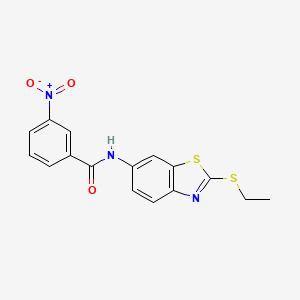 molecular formula C16H13N3O3S2 B14317215 N-[2-(Ethylsulfanyl)-1,3-benzothiazol-6-yl]-3-nitrobenzamide CAS No. 110226-93-2