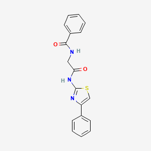 molecular formula C18H15N3O2S B14317235 N-{2-Oxo-2-[(4-phenyl-1,3-thiazol-2-yl)amino]ethyl}benzamide CAS No. 112635-03-7