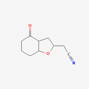 molecular formula C10H13NO2 B1431743 2-(4-Oxo-octahydro-1-benzofuran-2-yl)acetonitrile CAS No. 1423034-97-2