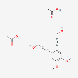 molecular formula C18H22O8 B14317453 Acetic acid;3-[2-(3-hydroxyprop-1-ynyl)-4,5-dimethoxyphenyl]prop-2-yn-1-ol CAS No. 112096-01-2