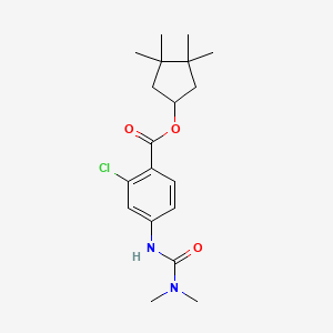 molecular formula C19H27ClN2O3 B14317616 Benzoic acid, 2-chloro-4-(((dimethylamino)carbonyl)amino)-, 3,3,4,4-tetramethylcyclopentyl ester CAS No. 107598-72-1