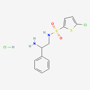 molecular formula C12H14Cl2N2O2S2 B1431766 N-(2-amino-2-phenylethyl)-5-chlorothiophene-2-sulfonamide hydrochloride CAS No. 1423033-13-9
