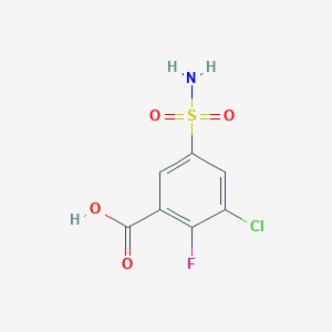 molecular formula C7H5ClFNO4S B1431771 3-Chloro-2-fluoro-5-sulfamoylbenzoic acid CAS No. 1423025-14-2