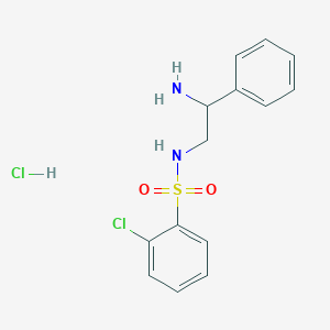 molecular formula C14H16Cl2N2O2S B1431776 N-(2-amino-2-phenylethyl)-2-chlorobenzene-1-sulfonamide hydrochloride CAS No. 1423024-45-6