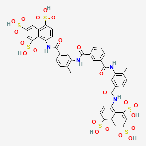 molecular formula C44H34N4O22S6 B14317780 8-[[4-Methyl-3-[[3-[[2-methyl-5-[(4,6,8-trisulfo-1-naphthyl)carbamoyl]phenyl]carbamoyl]benzoyl]amino]benzoyl]amino]naphthalene-1,3,5-trisulfonic acid CAS No. 111150-21-1