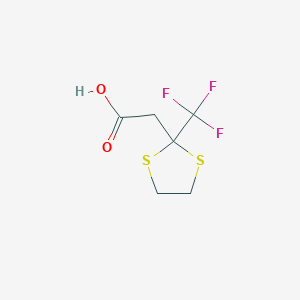 B1431790 2-[2-(Trifluoromethyl)-1,3-dithiolan-2-yl]acetic acid CAS No. 144480-47-7