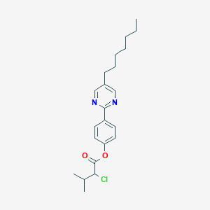 molecular formula C22H29ClN2O2 B14317906 Butanoic acid, 2-chloro-3-methyl-, 4-(5-heptyl-2-pyrimidinyl)phenyl ester CAS No. 112493-48-8