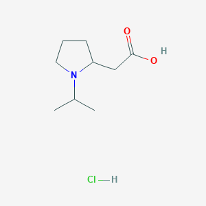 molecular formula C9H18ClNO2 B1431795 2-[1-(Propan-2-yl)pyrrolidin-2-yl]acetic acid hydrochloride CAS No. 1423026-15-6
