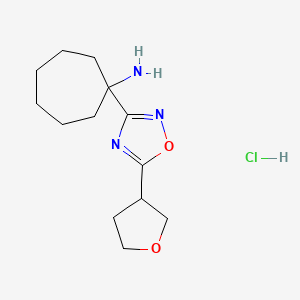 molecular formula C13H22ClN3O2 B1431807 盐酸 1-[5-(氧杂环-3-基)-1,2,4-恶二唑-3-基]环庚-1-胺 CAS No. 1423034-44-9