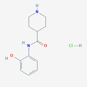 molecular formula C12H17ClN2O2 B1431810 N-(2-hydroxyphenyl)piperidine-4-carboxamide hydrochloride CAS No. 1423027-81-9