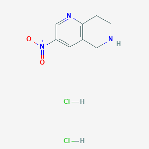 molecular formula C8H11Cl2N3O2 B1431811 3-Nitro-5,6,7,8-tetrahydro-1,6-naphthyridine dihydrochloride CAS No. 1187928-81-9
