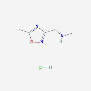 molecular formula C5H10ClN3O B1431813 N-Methyl-1-(5-methyl-1,2,4-oxadiazol-3-yl)methanamine hydrochloride CAS No. 1432679-78-1
