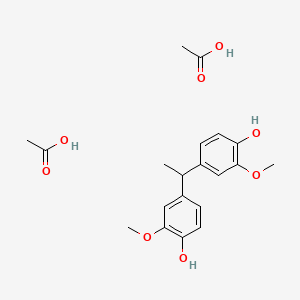 molecular formula C20H26O8 B14318177 Acetic acid;4-[1-(4-hydroxy-3-methoxyphenyl)ethyl]-2-methoxyphenol CAS No. 105463-91-0