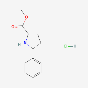 molecular formula C12H16ClNO2 B1431848 Methyl 5-phenylpyrrolidine-2-carboxylate hydrochloride CAS No. 2170170-16-6