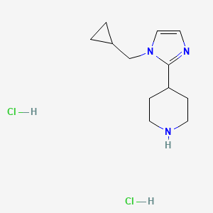 molecular formula C12H21Cl2N3 B1431888 4-[1-(cyclopropylmethyl)-1H-imidazol-2-yl]piperidine dihydrochloride CAS No. 1823872-18-9