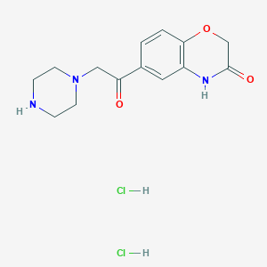 molecular formula C14H19Cl2N3O3 B1431909 6-(piperazin-1-ylacetyl)-2H-1,4-benzoxazin-3(4H)-one dihydrochloride CAS No. 1351590-53-8