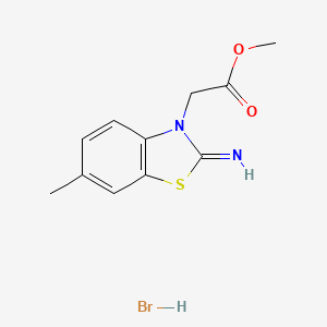 molecular formula C11H13BrN2O2S B1431918 methyl 2-(2-imino-6-methylbenzo[d]thiazol-3(2H)-yl)acetate hydrobromide CAS No. 1820588-13-3