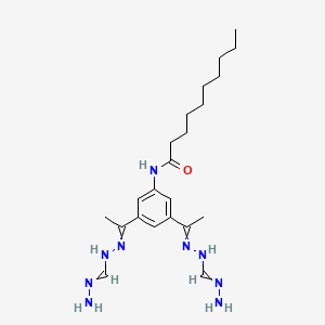 molecular formula C22H37N9O B14319240 N-(3,5-Bis{1-[2-(hydrazinylidenemethyl)hydrazinylidene]ethyl}phenyl)decanamide CAS No. 112476-89-8