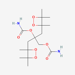 molecular formula C16H28N2O8 B14319250 Carbamic acid, 1,2-ethanediylbis-, bis((3,4,4-trimethyl-1,2-dioxetan-3-yl)methyl) ester CAS No. 109123-73-1