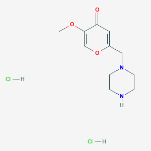 molecular formula C11H18Cl2N2O3 B1431927 5-Methoxy-2-(piperazin-1-ylmethyl)-4H-pyran-4-one dihydrochloride CAS No. 1426291-35-1
