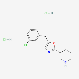 molecular formula C15H19Cl3N2O B1431941 3-[5-(3-Chlorobenzyl)-1,3-oxazol-2-yl]piperidine dihydrochloride CAS No. 1982950-49-1