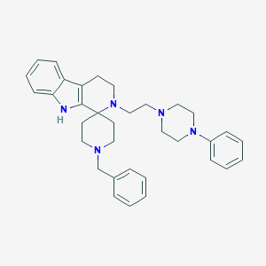 molecular formula C34H41N5 B143195 2-(2-(1-Phenyl-4-piperazynyl)ethyl)-1,2,3,4-tetrahydro-beta-carboline-1-spiro-4'-N'-benzylpiperidine CAS No. 132054-05-8