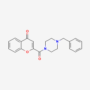 molecular formula C21H20N2O3 B14319599 Piperazine, 1-[(4-oxo-4H-1-benzopyran-2-yl)carbonyl]-4-(phenylmethyl)- CAS No. 106613-04-1