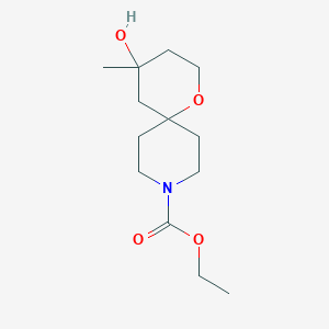 Ethyl 4-hydroxy-4-methyl-1-oxa-9-azaspiro[5.5]undecane-9-carboxylate