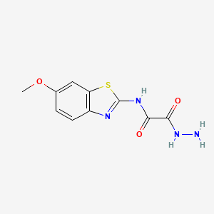 molecular formula C10H10N4O3S B14319673 Acetic acid, ((6-methoxy-2-benzothiazolyl)amino)oxo-, hydrazide CAS No. 108679-67-0