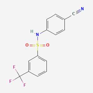 molecular formula C14H9F3N2O2S B14319744 Benzenesulfonamide, N-(4-cyanophenyl)-3-(trifluoromethyl)- CAS No. 107491-52-1