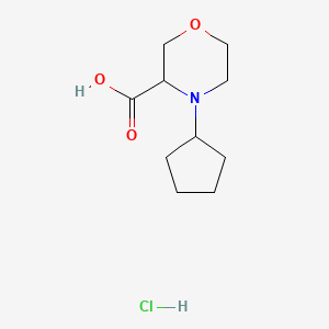 molecular formula C10H18ClNO3 B1431978 4-Cyclopentylmorpholine-3-carboxylic acid hydrochloride CAS No. 1796924-55-4