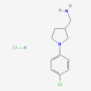 molecular formula C11H16Cl2N2 B1431981 ([1-(4-Chlorophenyl)pyrrolidin-3-yl]methyl)amine hydrochloride CAS No. 1923088-51-0