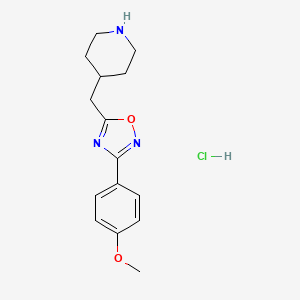 molecular formula C15H20ClN3O2 B1431999 4-{[3-(4-Methoxyphenyl)-1,2,4-oxadiazol-5-yl]methyl}piperidine hydrochloride CAS No. 1622069-60-6