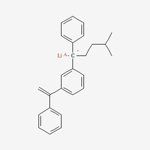 molecular formula C26H27Li B14319994 lithium;1-(4-methyl-1-phenylpentyl)-3-(1-phenylethenyl)benzene CAS No. 112471-17-7