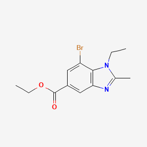 molecular formula C13H15BrN2O2 B1432016 Ethyl 7-bromo-1-ethyl-2-methyl-1,3-benzodiazole-5-carboxylate CAS No. 1437794-82-5