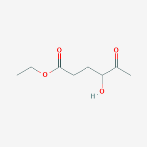 molecular formula C8H14O4 B14320195 Hexanoic acid, 4-hydroxy-5-oxo-, ethyl ester CAS No. 105469-26-9