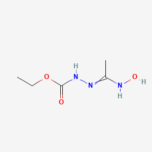 molecular formula C5H11N3O3 B14320321 Ethyl 2-[1-(hydroxyamino)ethylidene]hydrazine-1-carboxylate CAS No. 107448-74-8