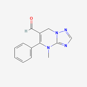 molecular formula C13H12N4O B1432035 4-methyl-5-phenyl-4H,7H-[1,2,4]triazolo[1,5-a]pyrimidine-6-carbaldehyde CAS No. 1803565-73-2