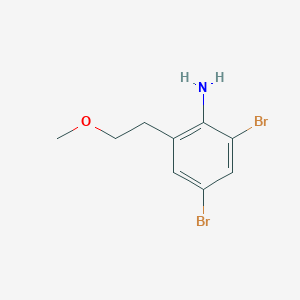 molecular formula C9H11Br2NO B1432059 2,4-Dibromo-6-(2-methoxyethyl)aniline CAS No. 1803611-14-4