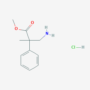 molecular formula C11H16ClNO2 B1432061 Methyl 3-amino-2-methyl-2-phenylpropanoate hydrochloride CAS No. 1253955-52-0