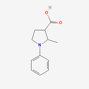molecular formula C12H15NO2 B1432066 2-Methyl-1-phenylpyrrolidine-3-carboxylic acid CAS No. 1797567-32-8