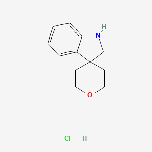 molecular formula C12H16ClNO B1432078 1,2-Dihydrospiro[indole-3,4'-oxane] hydrochloride CAS No. 1803581-30-7